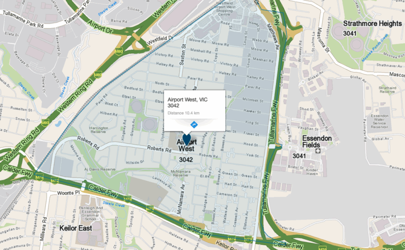 Airport West Victoria map showing piano moving service area by JM & Sons Piano Movers, Melbourne’s trusted family-owned piano specialists