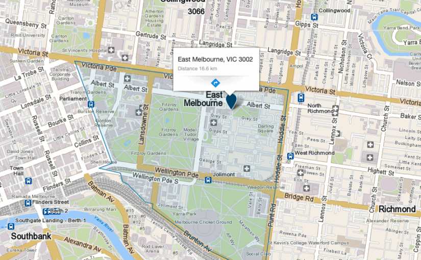 “East Melbourne VIC map showing service area covered by JM & Sons Piano Movers, expert piano relocation specialists in heritage and high-access homes”