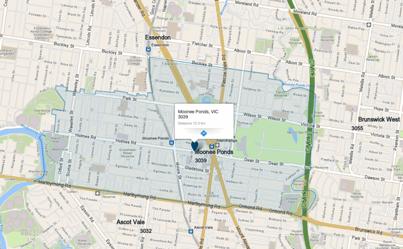 Moonee Ponds VIC map showing local service area covered by JM & Sons Piano Movers, trusted experts in Melbourne piano transport