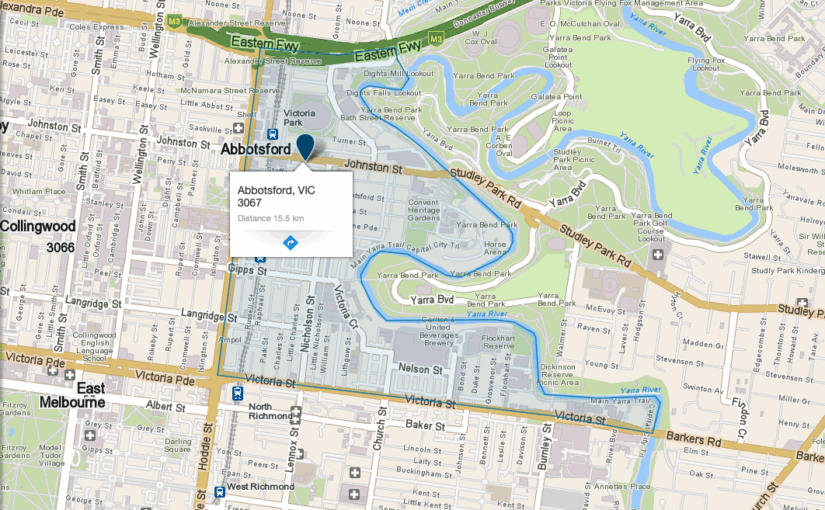“Abbotsford VIC map showing service area covered by JM & Sons Piano Movers, trusted piano relocation experts in Melbourne’s inner north”