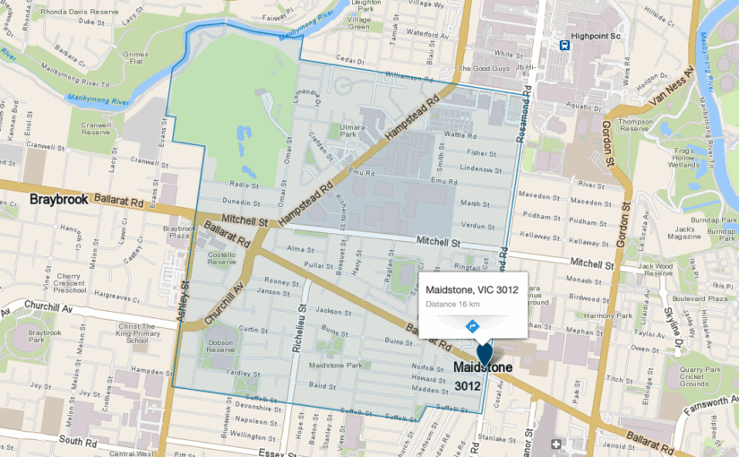 “Maidstone VIC service area map covered by JM & Sons Piano Movers, professional upright and grand piano moving experts in Melbourne’s inner west”