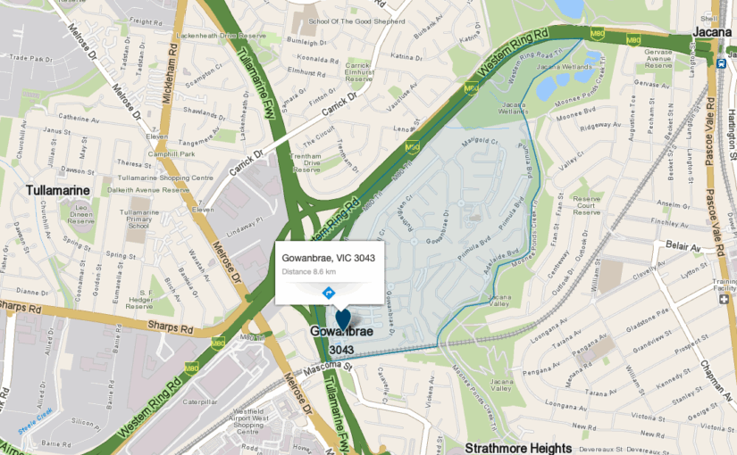 Map of Gowanbrae, Melbourne, highlighting service area of JM & Sons Piano Movers – expert upright and grand piano relocation specialists