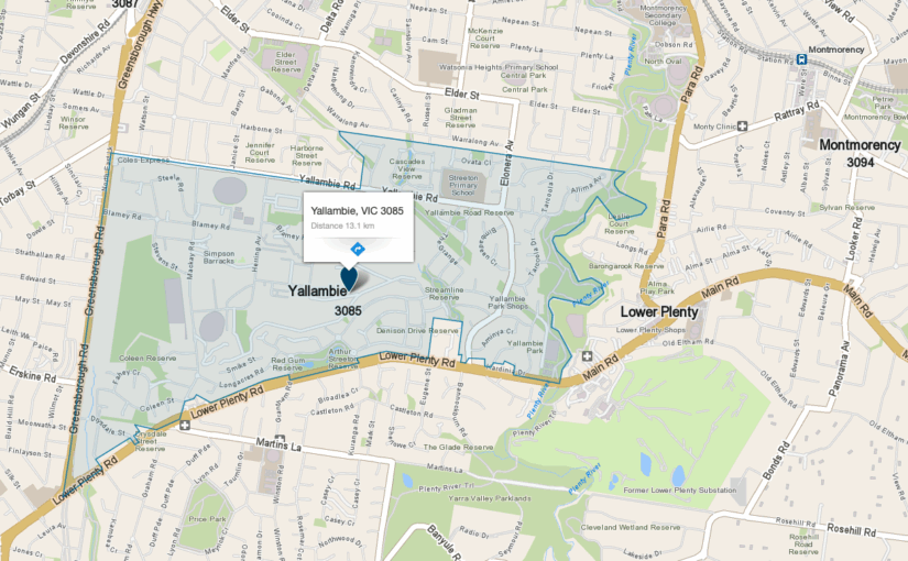 “Yallambie VIC service area map covered by JM & Sons Piano Movers, specialist upright and grand piano relocations in Melbourne’s north-east”