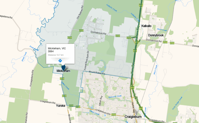 “Mickleham VIC service area map covered by JM & Sons Piano Movers, expert upright and grand piano relocations in Melbourne’s north”