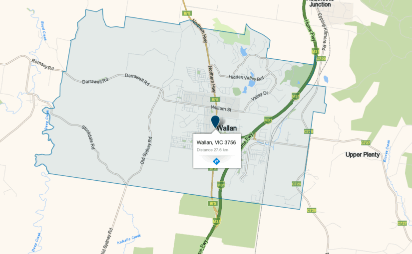 “Wallan VIC service area map covered by JM & Sons Piano Movers, expert upright and grand piano relocations in Melbourne’s northern region”