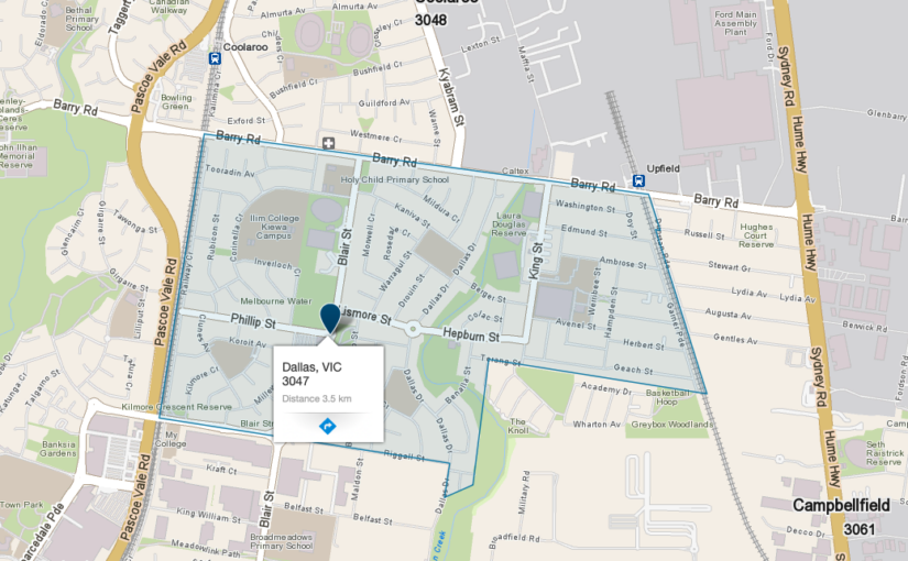 “Dallas VIC service area map covered by JM & Sons Piano Movers, specialist upright and grand piano relocations in Melbourne’s north”