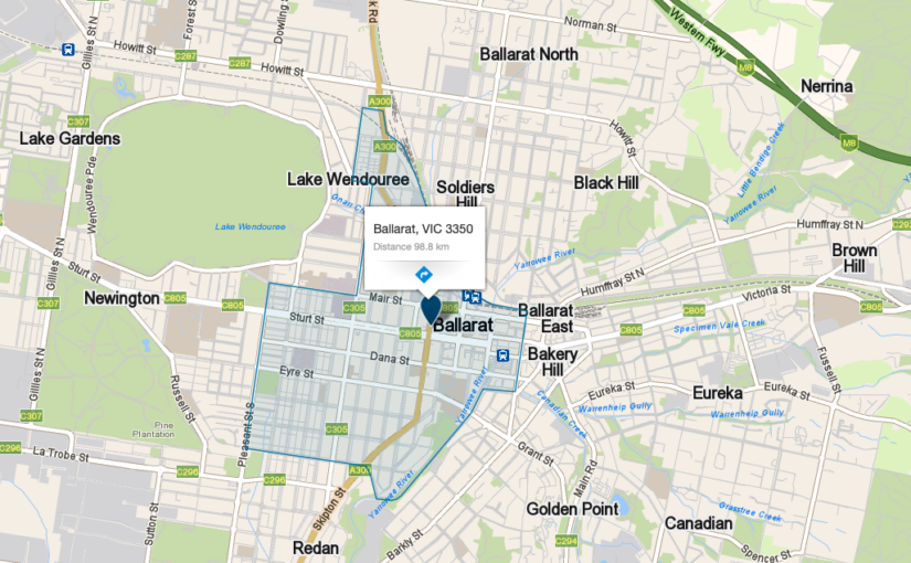 “Ballarat VIC service area map covered by JM & SONS Piano Movers, specialist rural upright and grand piano relocations in regional Victoria”