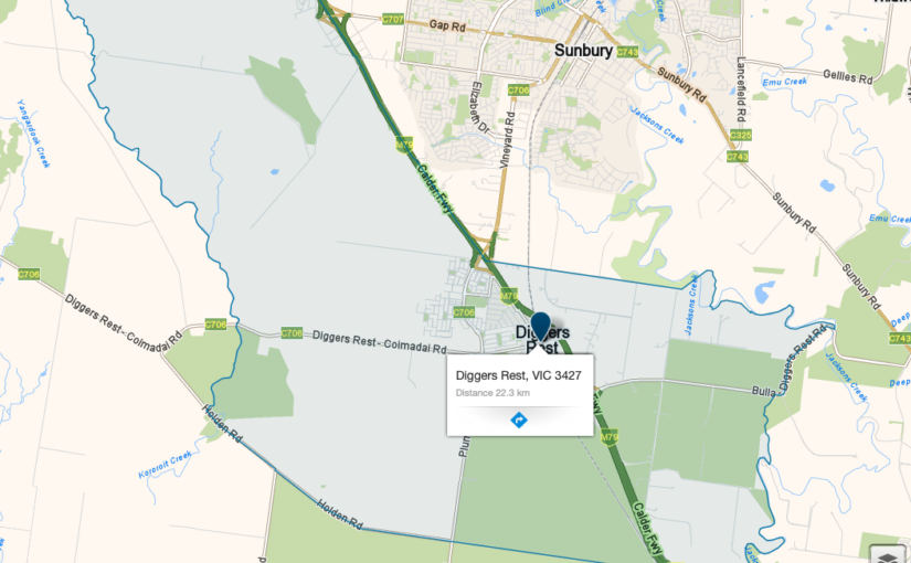 “Diggers Rest VIC service area map covered by JM & SONS Piano Movers, specialist rural upright and grand piano relocations in regional Victoria”
