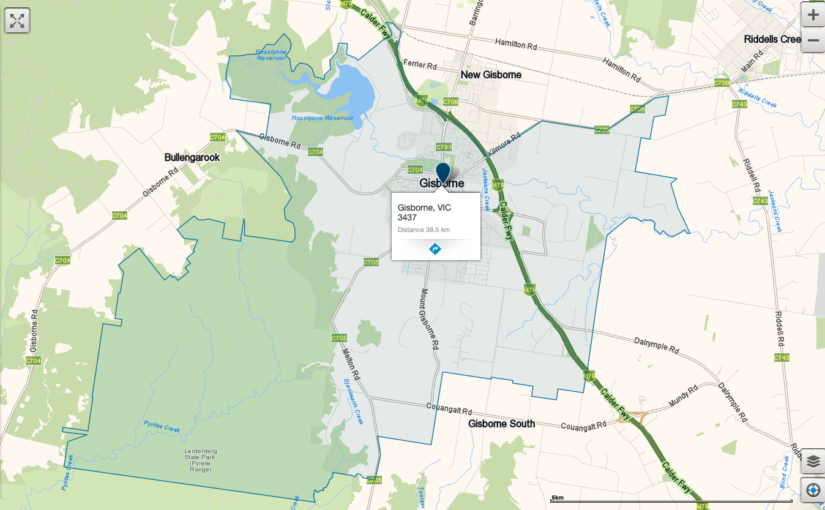 “Gisborne VIC service area map covered by JM & SONS Piano Movers, specialist rural upright and grand piano relocations in regional Victoria”