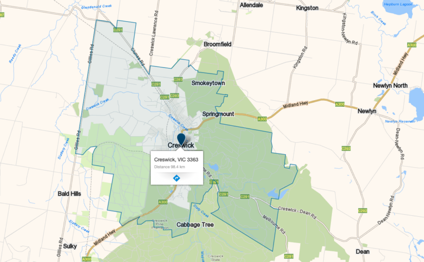 “Creswick VIC service area map covered by JM & SONS Piano Movers, specialist rural upright and grand piano relocations in regional Victoria” 