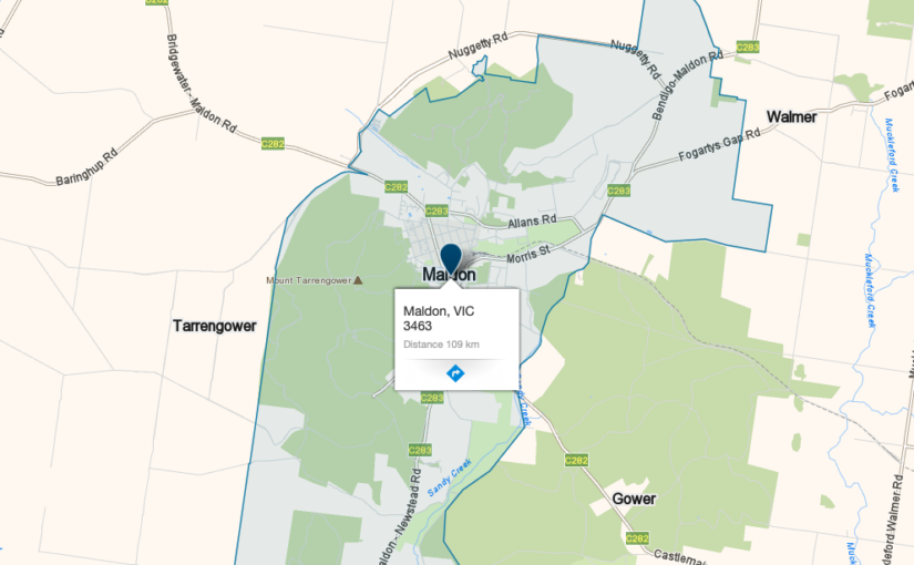 “Maldon VIC service area map covered by JM & SONS Piano Movers, specialist rural upright and grand piano relocations in regional Victoria”