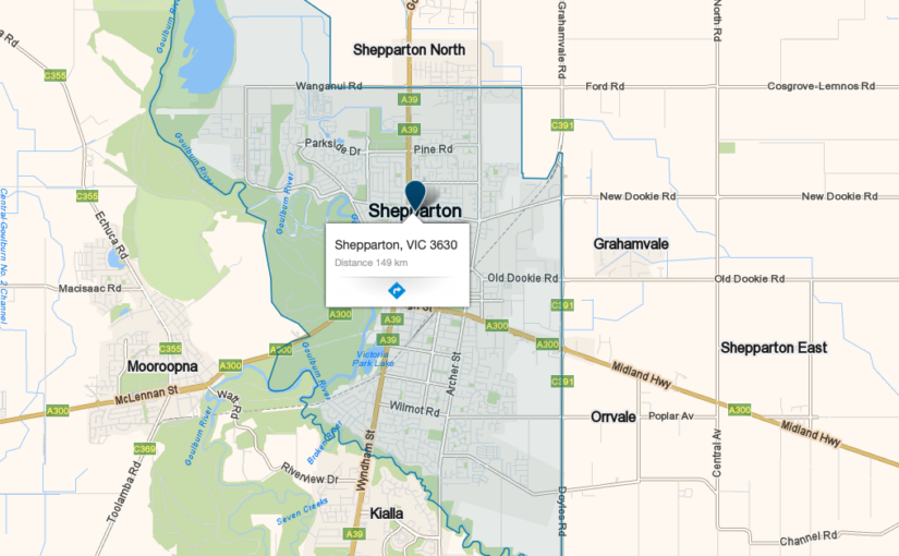 “Shepparton VIC service area map covered by JM & SONS Piano Movers, specialist regional upright and grand piano relocations in Victoria”
