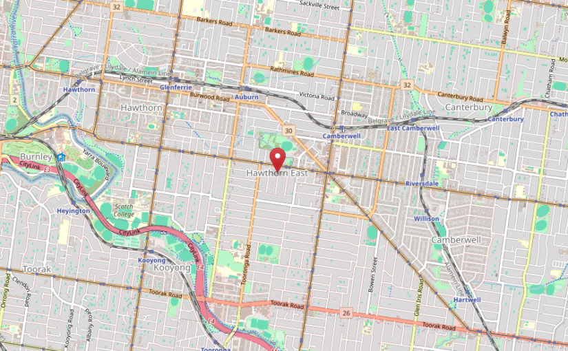 Hawthorn East VIC service area map showing JM & SONS Piano Movers coverage across Hawthorn East, Camberwell, Auburn, Glen Iris, Kooyong and nearby inner-east Melbourne suburbs